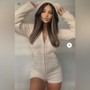 Beary Cute PJ Romper Onesie - Cream